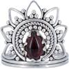 mantraroma Anello da donna in argento 925 con pietra preziosa granato rosso insolito e giocoso