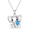 LONAGO Collana Elefante per Donna Argento Sterling 925 Carino Elefante che Tiene in Mano la Pietra Portafortuna Pendente Collana (Marzo)