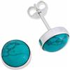 mantraroma orecchini a bottone in argento 925 con pietra turchese, orecchini a bottone in vero argento sterling da donna, regalo