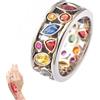 BlingNook Magtherapy - Anello dimagrante al quarzo con moissanite, anello in cristallo di quarzo ionico, anello Heidecryte per terapia di drenaggio linfatico, multicolore, taglio marquise con zirconia cubica