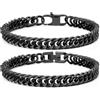 Aospkle 2 braccialetti cubani a maglie cubane, argento oro nero robusto acciaio inossidabile 316L catena a maglia cubana per uomo set di gioielli con biglietto regalo 8 mm, 7/8/9 pollici, 8 inches