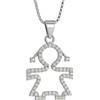 amorili Collana Nascita Bebè Bimba in Argento 925 e Zirconi | Ciondolo Femminuccia Luminoso | Idea Regalo Futura Mamma | Gioiello per Nascita o Battesimo cll1131
