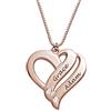 MyNameNecklace MYKA - Collana con Ciondolo Inciso Due Cuori per Sempre Uno con Diamanti - Gioielli con Iscrizione Personalizzata per Donna - Regalo per Moglie, Madre (Placcato Oro Rosa 18k)