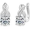 WAHZAUS Splendidi orecchini a cerchio da donna in moissanite da 4 carati, colore D, VVS1 S925, in argento Sterling con diamanti creati in laboratorio, perfetti per l'uso quotidiano, feste, matrimoni, Argento