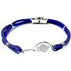 amorili - Bracciale con Racchetta Padel in Acciaio - Regali Uomo Ciondolo Portafortuna Braccialetto con Cordino - Colore Blu