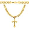 AMAR Amor Luxury Collana in Oro 585 da Uomo a Croce - Catena Spessa 6,5 mm, 50 cm - Argento Sterling 925/585 - Oro Massiccio