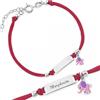 Sakrami Bracciale Argento 925 Bimba Cordoncino Rosso Elefante Smaltato Piastrina Incidibile Kids Collection + Confezione Regalo Personalizzata - Braccialetto per Nascita Comunione o Battesimo