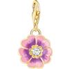 THOMAS SABO Ciondolo a forma di fiore placcato oro, smalto rosa e viola, con zirconi, Standard, Argento sterling, Zirconia cubica