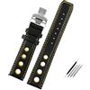 LOPAKACTAG Cinturino in pelle for orologio sportivo Tissot 1853 Racing PRS516 T91 con strato superiore in bovina da 20 mm, accessori for cinturino Chopin(Black yellow SR)
