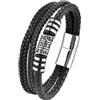 DPGOLDP Vichingo Pelle Nera Bracciale Uomo Acciaio Inossidabile Runa Nordica Perle Donna Amuleto Bracciali Gioielli Regalo,Nordische rune,9.05 Zoll