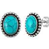 Tibetan Silver Turchese pietre preziose moda Orecchini a bottone per le donne moda Orecchini argento sterling 925 placcato blu Colore Orecchini a bottone con Spingi di ritorno chiusura December Pietra portafortuna