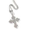 EUZLKDXU Collana Con Ciondolo A Forma Di Croce Di Zirconio, Collana Vintage Hip Hop Street Uomo Personalizzata,Argento,60cm