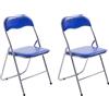 CLP Set 2 Sedie Pieghevoli Felix in Plastica (PVC) I Sedie Salvaspazio Telaio in Metallo E Seduta Imbottita I Sedie Riunioni Ospiti Chiudibili, Colore:Blu/Argento