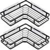 Salubohum Set di 2 Mensole da Doccia Angolare, Mensola da Doccia Senza Foratura, Mensola Bagno con Adesivo, con 4 Pads Adesivi e 4 Ganci, Adatto per Bagno, Cucina e Balcone (Nero)