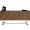 Mobili Fiver, Madia-Buffet 4 ante Emma con gambe nere, Noce Canaletto, 168 cmx45 cmx76.6 cm, Nobilitato/Ferro, Credenza Soggiorno Moderna, Made in Italy