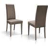 PAZZO DESIGN Sedia Andrea, Tortora, Set Da 2 Sedie, Ecopelle, Gambe Legno, Cucina, Sala Da Pranzo - id_1922