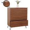 Mendler Cassettiera HWC-M49, credenza alta mobile, design 3D 3 cassetti legno massiccio mango metallo 94x80x45cm - color noce