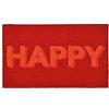 Gift Company zerbino Happy Neon, Tappetino per Porta, Fibra di Cocco, Retro in Vinile, Rosso, 45 x 75 cm