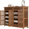 Scarpiera Armadio,Mobile Scarpiera in Bambu,4 Ante E 2 Cassetti,Multistrato Antipolvere Scarpiere,Mobile Scarpiera Ingresso,130x35x99cm.(Marrone)