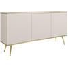 3E 3xE living.com Cassettiera, Beige, gambe dorate, 160 x 85 x 39 cm