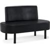 Barberpub con 3 posti e schienale, 130 cm, pancare per salone spa, imbottita con schienale, per soggiorno, arredamento per parrucchiere W517 (Nero/Finta Pelle)