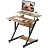 Dripex Scrivania per Computer con Ruote Scrivania 70x60x79 cm Tavolo Porta PC Salvaspazio Z-Tavolo Mobile per Laptop con Ripiani per Piccoli Spazi Home Office (Marrone)