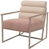 Mendler Poltrona lounge HWC-O38, sedia club imbottita, stoffa/tessuto (420 g/m²) metallo MVG - beige, rivestimento rosa