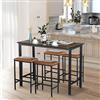 buybyroom Tavolo da pranzo e sedia, 5 pezzi, stile vintage, con venature del legno, con 4 sedie imbottite, gambe da tavolo in metallo nero, adatto per cucina, soggiorno, sala da pranzo, 120x60x90,5cm