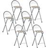 GOKHOMX Set di 6 sgabelli da bar pieghevoli pieghevoli per bar, cucina, giardino, balcone, esterno, altezza seduta 61 cm, rovere e argento