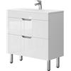 Vicco Set di mobili da bagno Clayton, Bianco 80 cm | 2 pezzi · Mobile sottolavabo · Lavabo