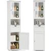 HOKEEPER Mobile alto da bagno bianco - Armadio da bagno sottile con 2 ante e scomparti aperti - Mensola da bagno indipendente & Armadio da cucina - Salvaspazio per bagno e soggiorno