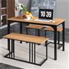 GIANTEX Set da Pranzo Stile Vintage Industriale, Tavolo con Panca e 2 Sgabelli, in Legno e Metallo, per 4 Persone, 2 Colori