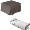 Nuvole di Sonno Kaysa Pouf Letto Pieghevole Reverso Materasso Waterfoam 11cm Ortopedico | Rete Ortopedica, Tessuto Sfoderabile e Lavabile, Salvaspazio per Camera e Soggiorno, Design Moderno, Made in Italy