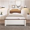 Idemon Letto singolo, in legno di pino con metatarso, letto per ragazzi, letto per adulti, con testiera e pediera in MDF, colore bianco, 90 x 200 cm