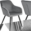 tectake® Sedia Sala da Pranzo Effetto Velluto, Sedia Soggiorno con Morbida Imbottitura, Seduta Ergonomica, Poltrona Velluto Versatili, Sedia Design Moderno - Grigio/Nero