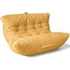Aiire Pouf Poltrona Sacco di Design - Puff per Sedersi in Cotone con Imbottitura Inclusa - Bean Bag Chair per Salotto, Camera da Letto o Lettura - Pouffe Moderno XXL 2 Posti Giallo