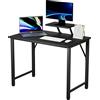 PIPIPOXER Scrivania con ripiano per monitor, tavolo per computer, 80 x 40 x 75 cm, scrivania per ufficio, in legno, per casa, stabile, tavolo da lavoro, nero e marrone