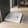 Kiamami Valentina - Piatto Doccia Rettangolare 70x90 cm Salvaspazio Antiscivolo in Ceramica Smaltata su Tre Lati Topazio Altezza 11 cm Scarico 60 mm