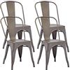 Duhome 4X Sedia da Sala da Pranzo in Metallo Ferro con Schienale Stile Vintage impilabile Design Industriale 666, Colore:Metallico Marrone, Materiale:Metallo
