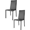 t m c s Tommychairs - Set 2 sedie impilabili modello Julia per cucina bar e sala da pranzo, robusta struttura in acciaio imbottita e rivestita in finta pelle colore nero