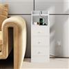 Utlenianie Set di 1 Comodino Stretto con Prese, Tavolino da Divano con Prese e Porte USB, Comodino Camera da Letto Stretto, Comodini Salvaspazio con 2 Casset, Comodini Stretti, 25x45x70cm (Bianco-A)