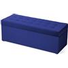 MG Design Pouf contenitore imbottito 45 × 120 cm Blu - capacità ca. 140 L, fino a 300 kg, struttura in legno massiccio, superficie opaca con trama fine, già montato e facile da pulire
