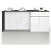 WHOUS Isola Cucina SOLE con 4 Ante e 4 Cassetti, Tavolo da Pranzo e Piano di Lavoro, Ideale per Open Space e Spazi Ridotti, 200x90x90 cm, Bianco Lucido e Report