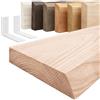LAMO Manufaktur Mensola da parete con staffe bianche a L | Mensola 120 cm per soggiorno, ufficio stile industriale | Colore: grezzo, Bordo: naturale | Legno massello, qualità artigianale