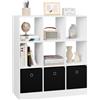 WOLTU Libreria Bianca, Libreria a 9 Cubi Portaoggetti, Scaffale in Legno con 3 Cassetti in Tessuto Non Tessuto, per Soggiorno, Camera da Letto, Ufficio, 80x30x86,5 cm, SK041ws