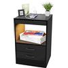 Rcynview Comodini Camera da Letto Moderno, Comodino Cameretta con Luci a LED, Presa e Porta USB, Mobiletti Salvaspazio, Credenza Soggiorno Moderno, Cassettiera Piccola 60x40x35 cm, Mobile da Letto Nero
