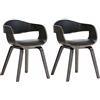 CLP Set 2 sedie Kingston ergonomiche, schienale imbottito, similpelle e legno, portata max 150 kg, Colore:nero/grigio