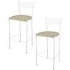 t m c s Tommychairs - Set 2 sgabelli alti modello Elegance per cucina e bar, struttura in acciaio verniciata colore bianco e seduta imbottita e rivestita in pelle artificiale colore lino