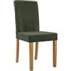 CLP Sedia da Pranzo Imbottita con Schienale INA, Sedia da Cucina con Rivestimento in Corda, Robusta Struttura in Legno, Colore:Verde, Colore del Telaio:Antico Chiaro