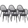 anrekl Set di 6 eleganti sedie minimaliste, da cucina, da soggiorno, sedia cava, adatto per cucina, sala da pranzo, soggiorno, ufficio, caffetteria, camera da letto, gambe in metallo (nero)